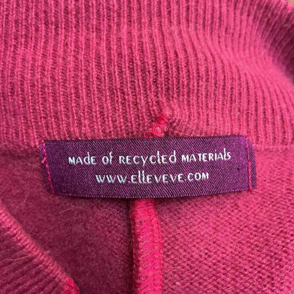 Elle Veve Recycled Wool Blend Button Up Cardigan Womens Red Orange Mauve Ruffle - Picture 8 of 9